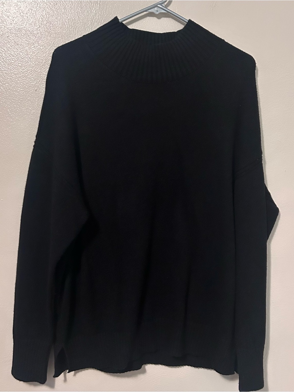 Magaschoni Black Ribbed Mock Neck Knit Sweater